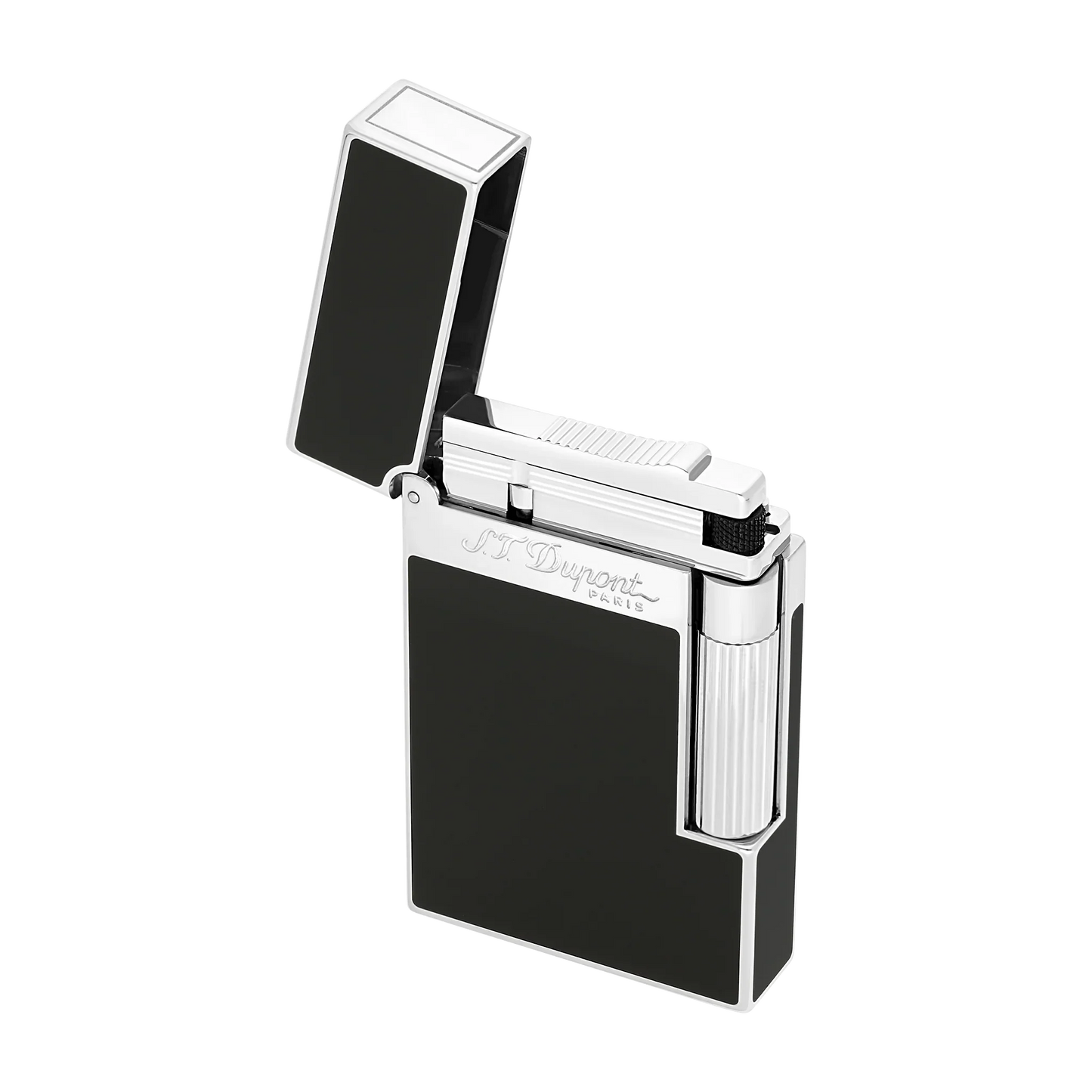 S.T. DUPONT LIGNE 2 BLACK LACQUERED PALLADIUM LIGHTER/BRIQUET 016296