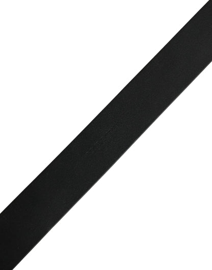 Dolce & Gabbana Black Calf Leather Gold Metal Buckle  Belt