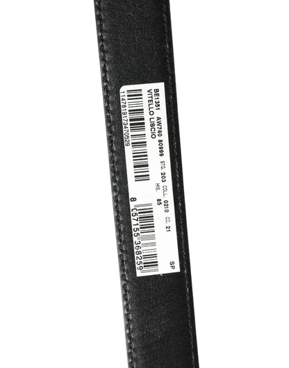 Dolce & Gabbana Men Black Classic Leather Metal Buckle Belt