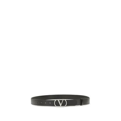 Valentino Garavani Black Calf Leather Bos Taurus Regular Belt