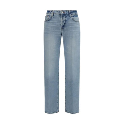 7FOR Blue Cotton Straight-Leg Jeans