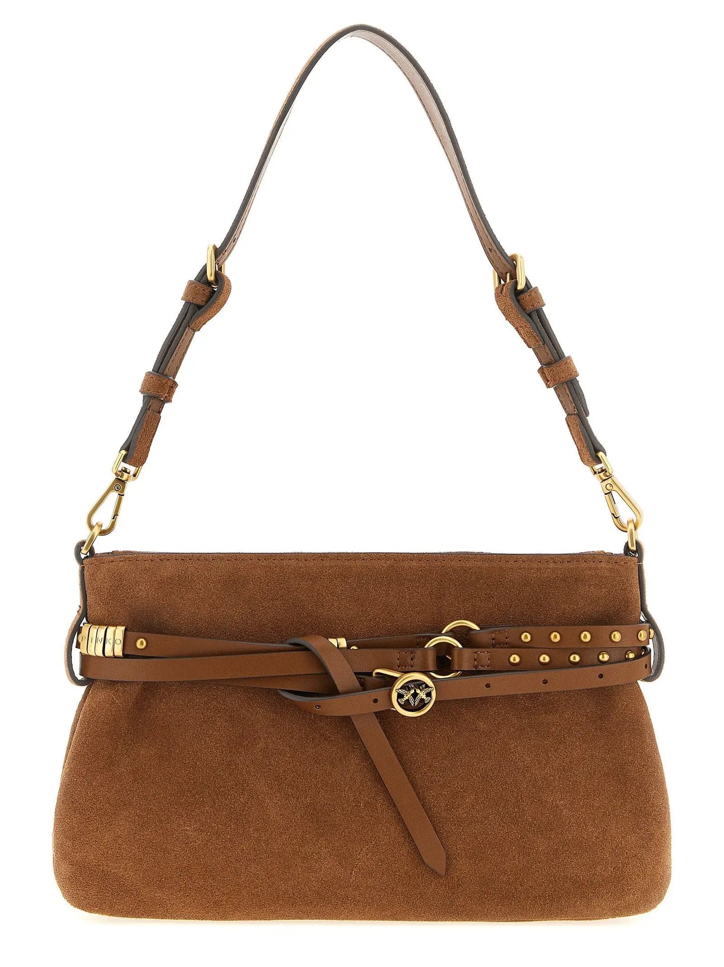 PINKO Brown Lamb Leather Shoulder Bag