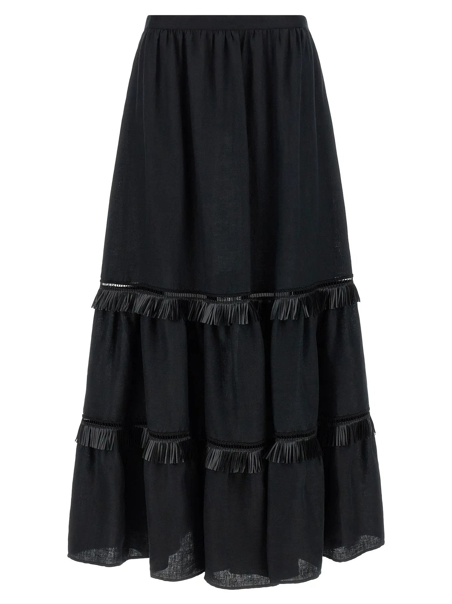 Kiton Black Linen Mini Skirt