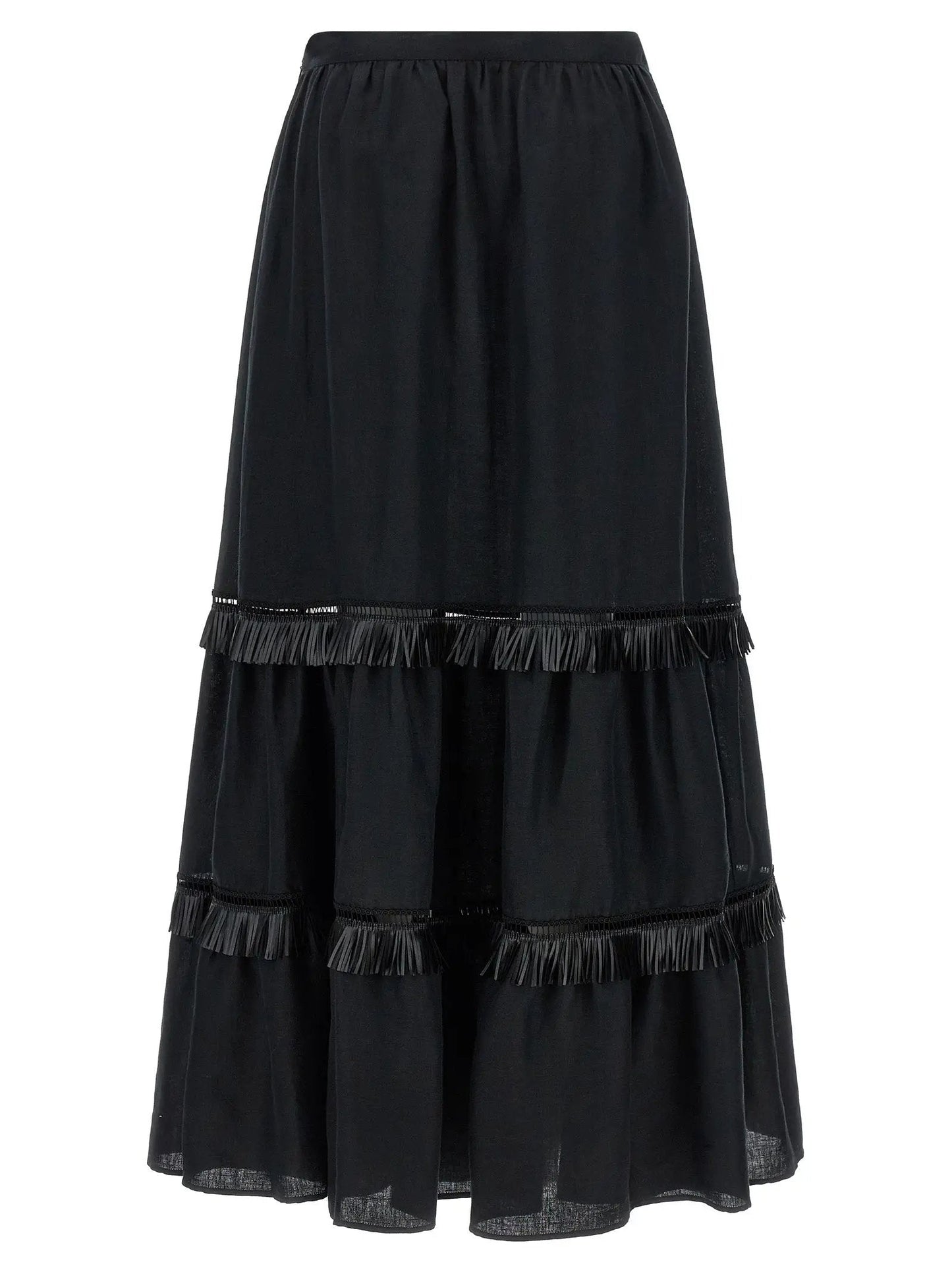 Kiton Black Linen Mini Skirt