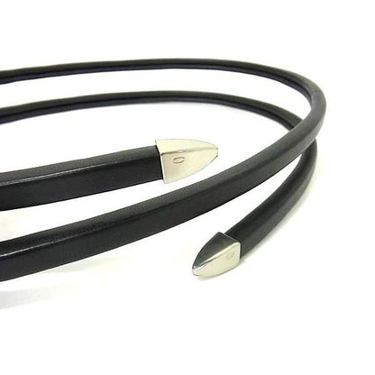 Bottega Veneta Leather Silver Spiral Belt Black