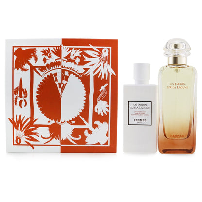 Hermes Un Jardin Sur La Lagune Coffret: Eau De Toilette Spray 100ml/3.3oz + Moisturizing Body Lotion 80ml/2.7oz  2pcs