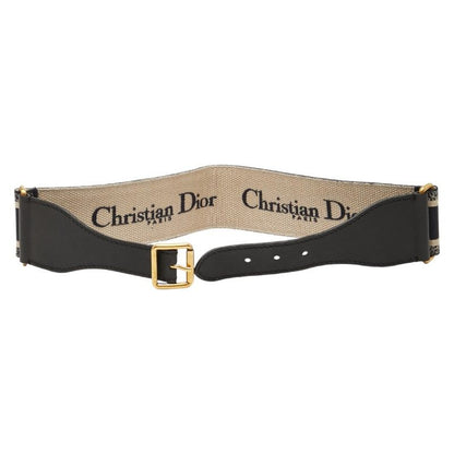 Dior Belt Size 75 Navy Beige Canvas Leather