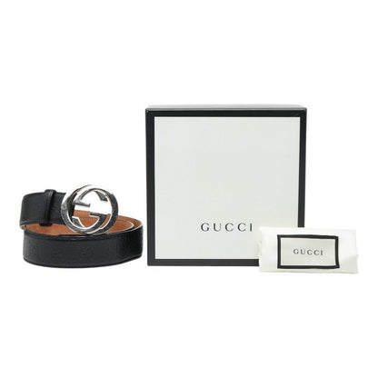 Gucci Guccissima Interlocking Belt 34 Black Leather