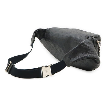 Gucci Guccissima Belt Bag Waist Pouch Hip Rubber Coating Leather Black Silver
