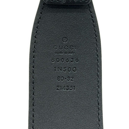 Gucci Belt 80 32 Black Gold Horsebit Leather