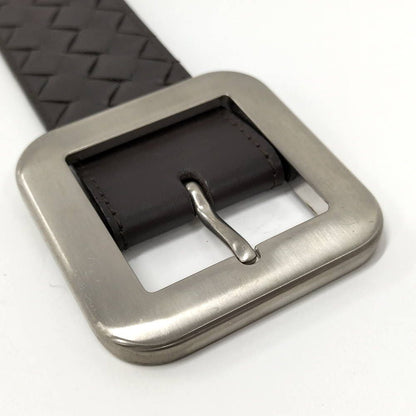 Bottega Veneta Intrecciato Belt Leather Dark Brown Silver
