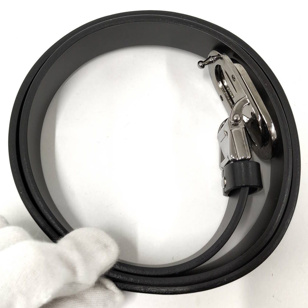 Gucci Belt Interlocking Leather Black Silver 70.28