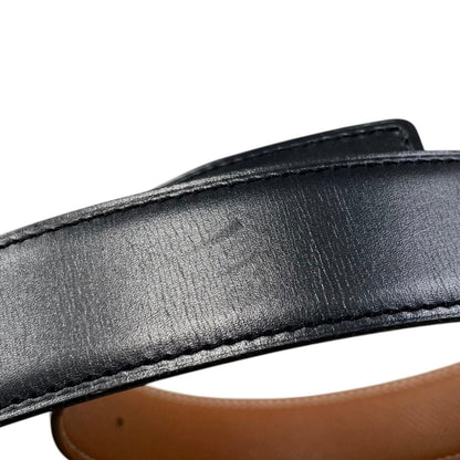 Hermes Belt Constance Leather Logo Black Gold Brown