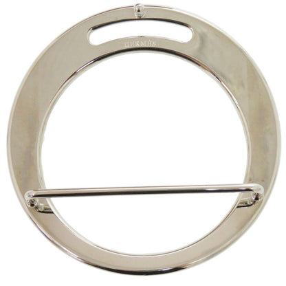 Hermes Round Buckle Leather Brown Silver Belt