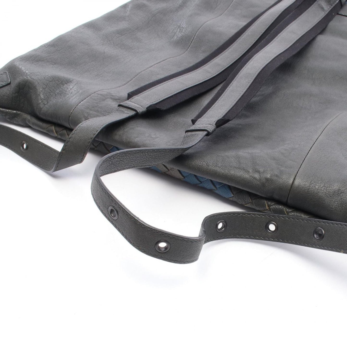 Bottega Veneta Backpack Intrecciato Gray Blue Leather