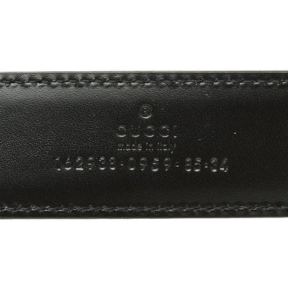 Gucci Sherry Line Square Logo Buckle Belt Black Silver Leather