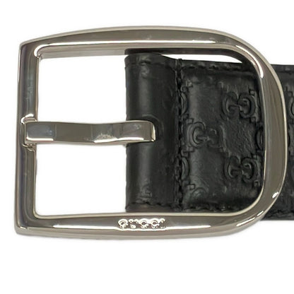 Gucci Belt 90 36 Black Silver Guccissima Line Leather