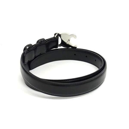 Celine Triomphe Leather Silver Hardware Belt Size 80 Black Fq0373
