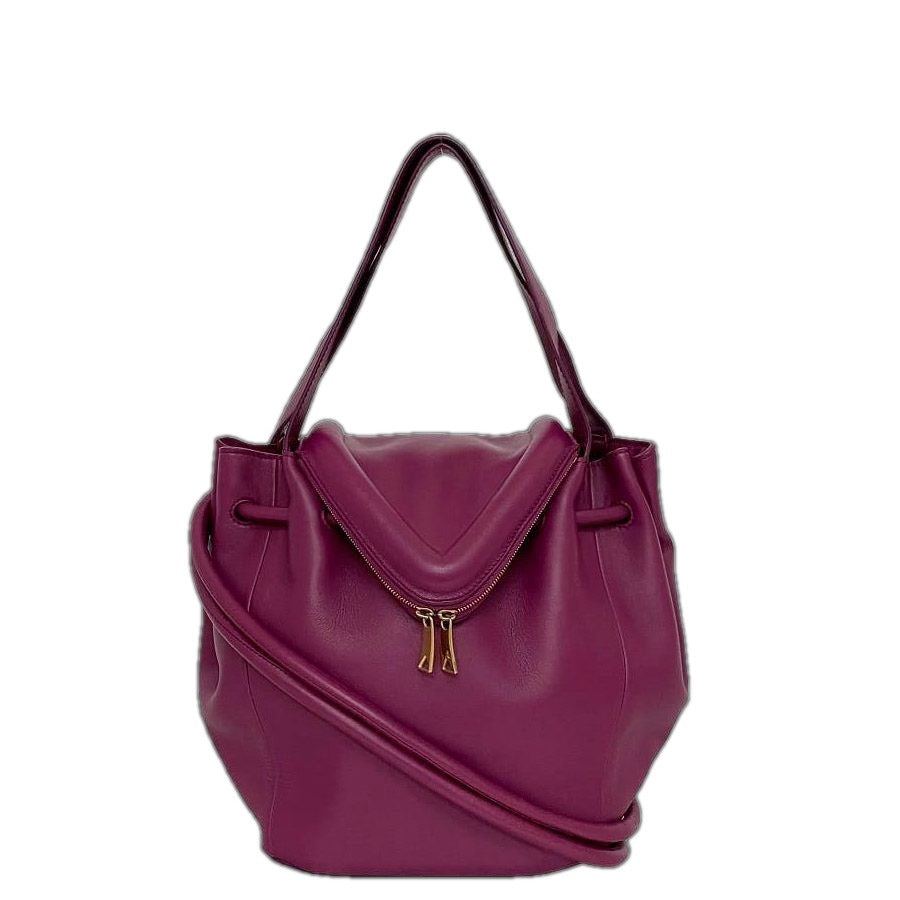 Bottega Veneta 2-Way Bag Purple Beak Drawstring Leather
