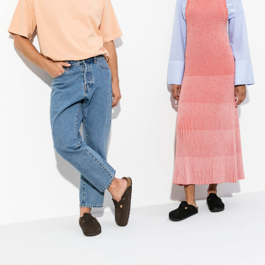 Unisex Boston Soft Footbed Suede Leather Black Regular/Wide