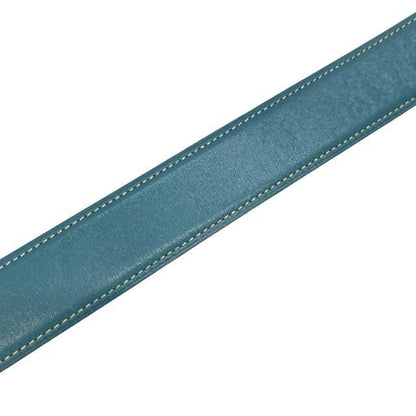 Hermes Serie Belt Leather Blue Jean Brown Silver Hardware