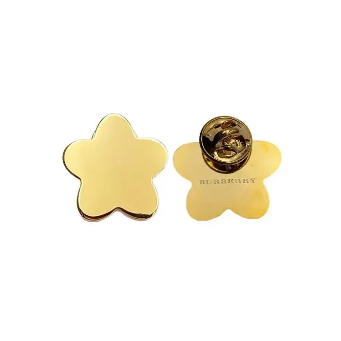 Burberry Golden Brass Flower Shape Lapel Pin brooch