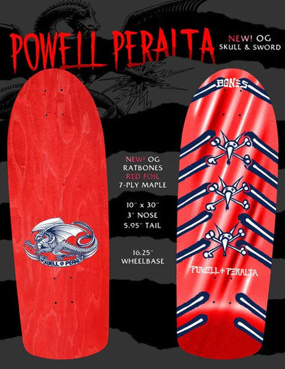 Powell Peralta Skateboard Deck OG Rat Bones Red Foil Old School Reissue