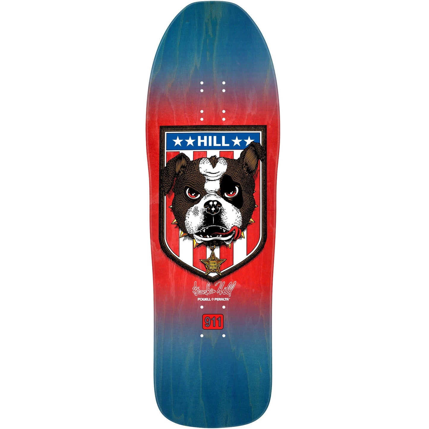 Powell Peralta Frankie Hill Bulldog Reissue Skateboard Deck - 10″ Blue/Red fade