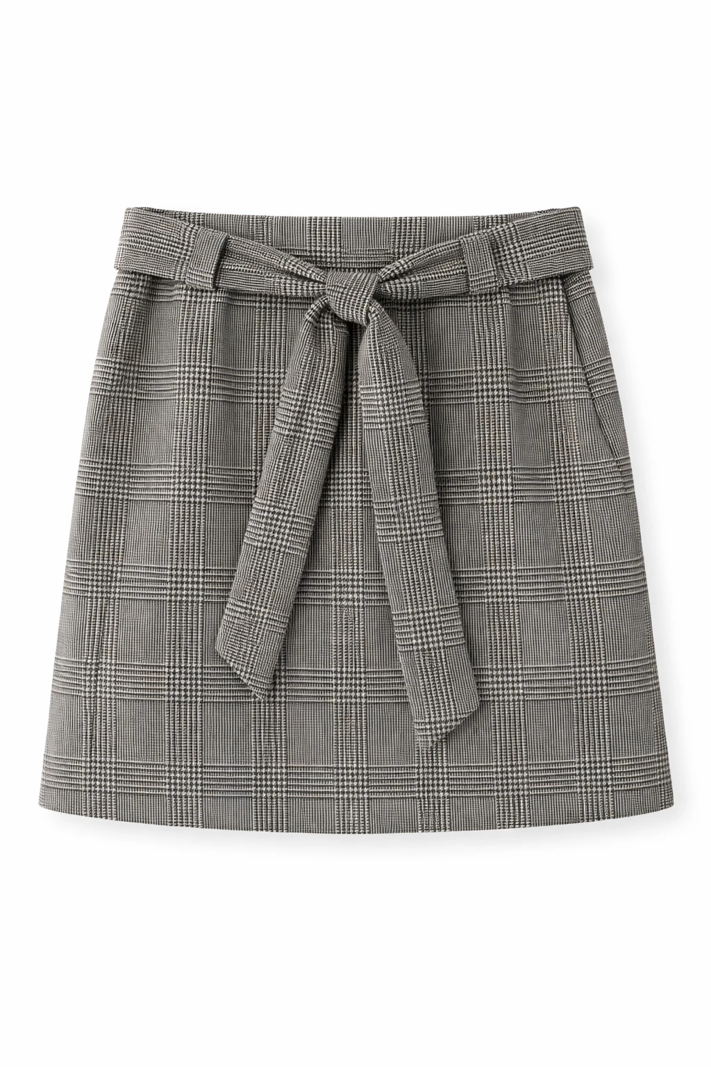ETRO Glen Plaid Mini Skirt with Self-Tie Belt