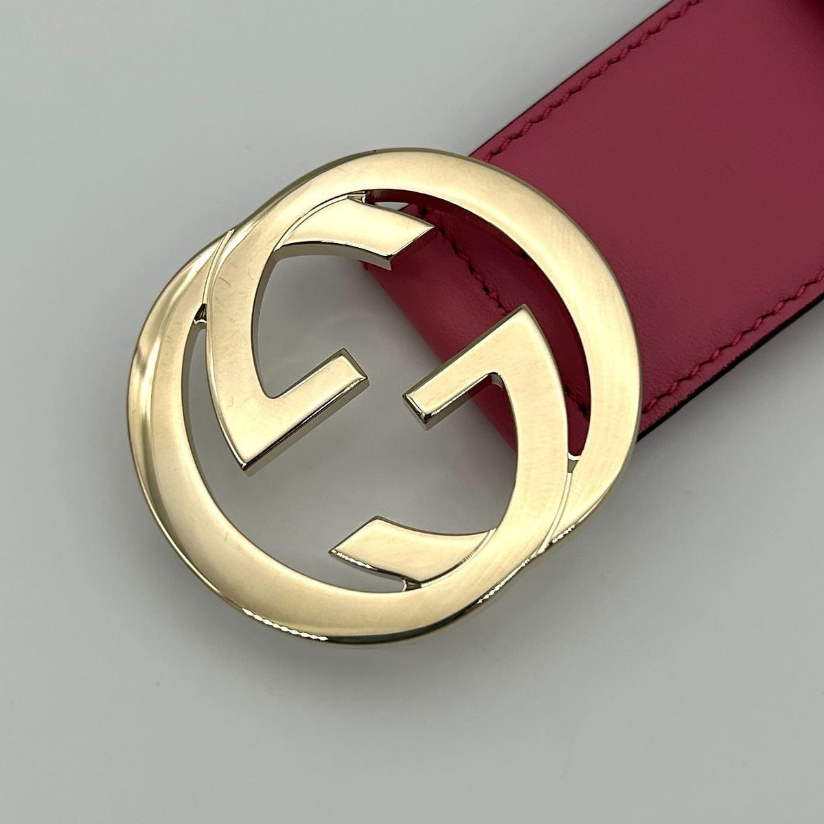 Gucci Belt Interlocking Leather Metal Pink Light Togo