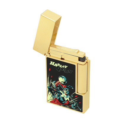 S.T. DUPONT Ligne 2 DC COMICS Lacquered Gold Harley Quinn Lighter/Briquet C16696